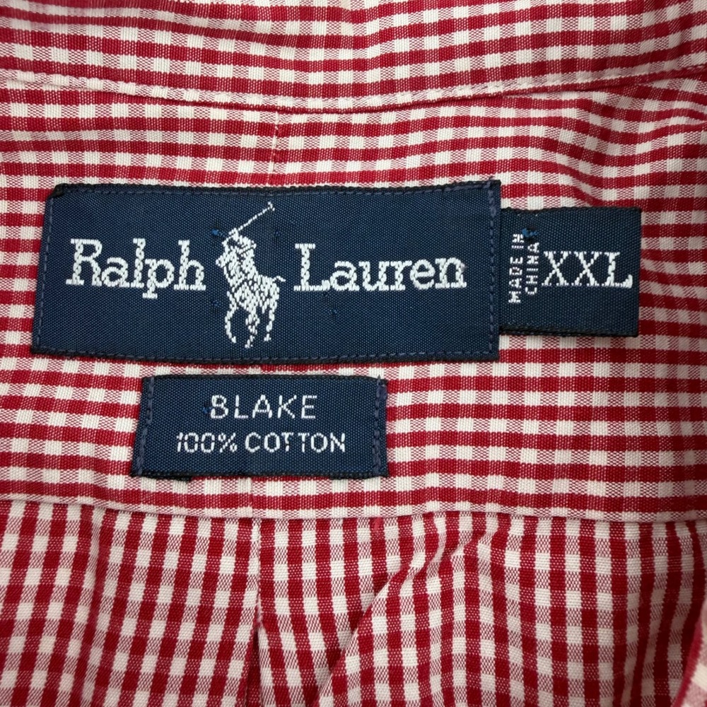 Ralph Lauren Blake Shirt Mens XXL Red White Gingham Cotton S/S Button Up - Picture 4 of 9